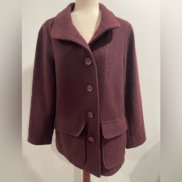 L.L. Bean Jackets & Blazers - LL Bean boiled wool button up sweater jacket, size large petite